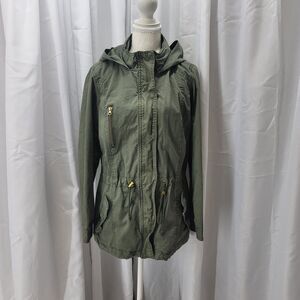 Collection by Miss London Black Label Olive Green Utility Anorak Jacket Hooded L